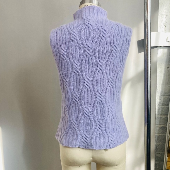 Lavender Cashmere Cable Knit Sweater Vest - Picture 4 of 6